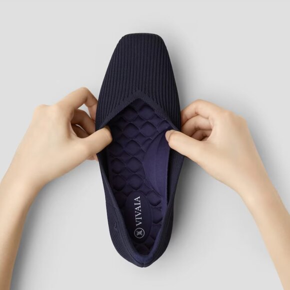 VIVAIA Authentic Square-Toe V-Cut Flats (Margot 2.0) **NEW** Navy EU 39.5 US 8.5 - Picture 5 of 11